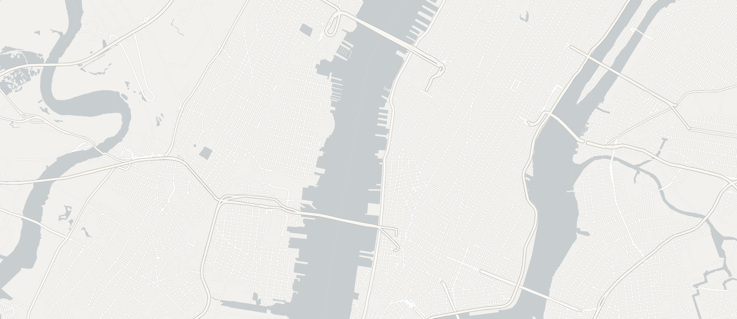 Unlabeled map of Manhattan and Jersey City